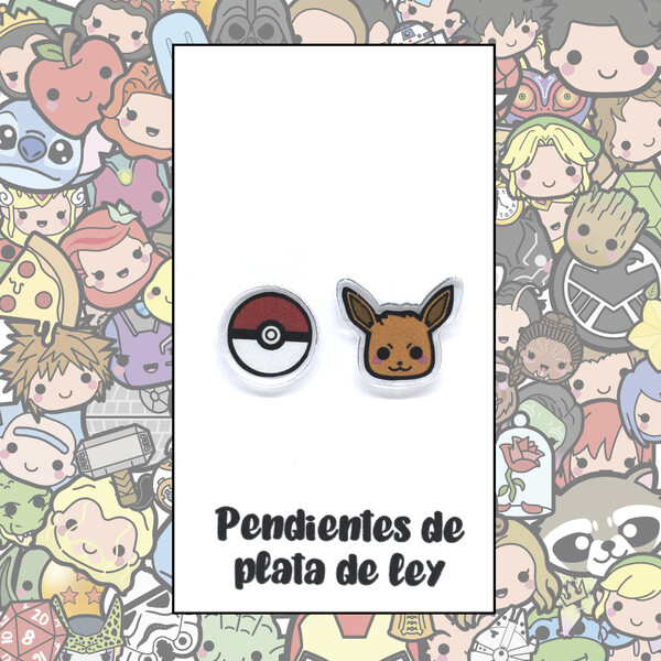 PENDIENTES - Pokémon (Eevee y Pokéball)