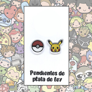 PENDIENTES - Pokémon (Pikachu y Pokéball)